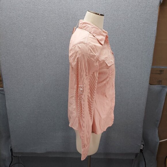 Cutter & Buck NWT Women's Orange striped S Long Sleeve Button Down - Picture 5 of 11